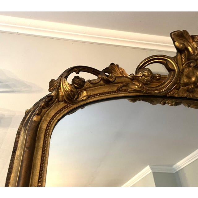French 19th Century Tall French Gilt Mirror For Sale - Image 3 of 9