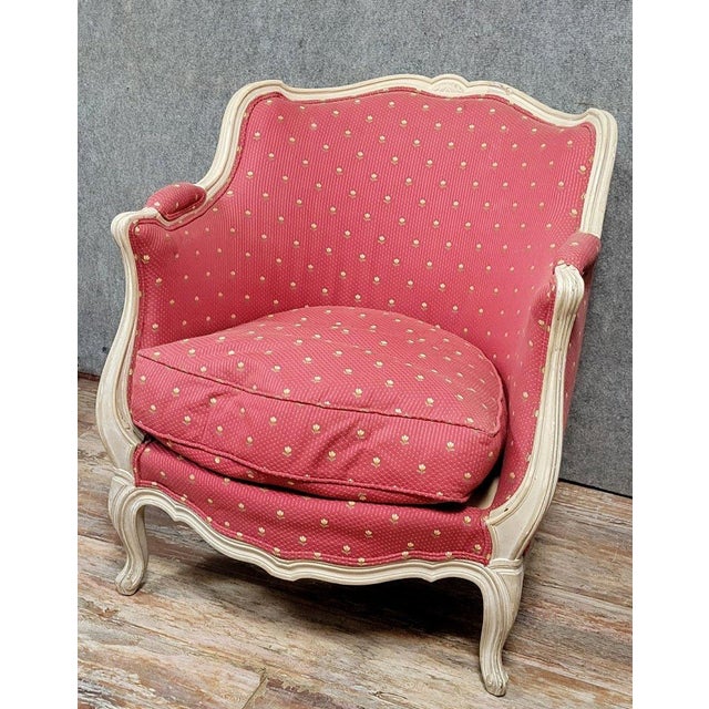 Large Louis XV Style Curved Bergère Chair For Sale - Image 3 of 6