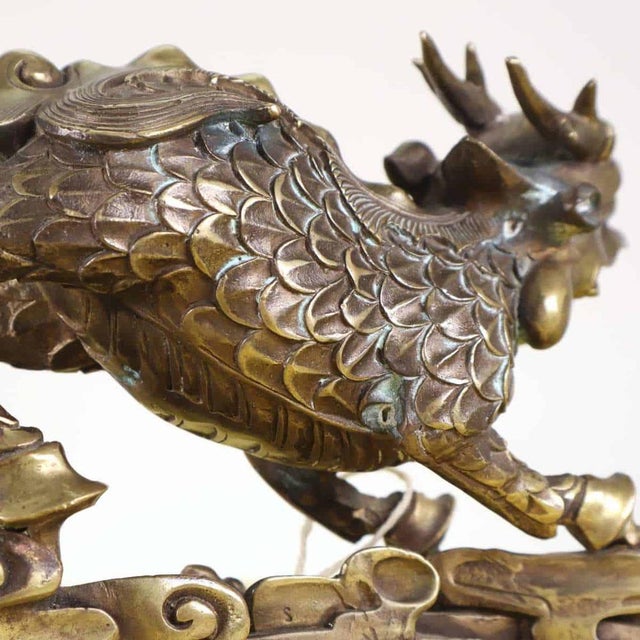 Brown Chinese Brass Dragon Sculpture For Sale - Image 8 of 13