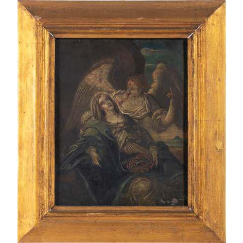 Death of the Virgin Mary, Oil on Copper, 18th Century For Sale