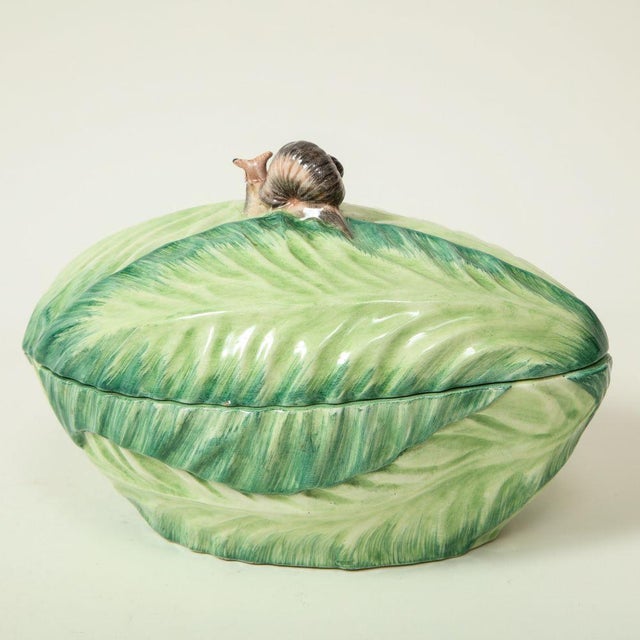 Mottahedeh Vintage Mottahedeh Porcelain Lettuce Tureen For Sale - Image 4 of 8