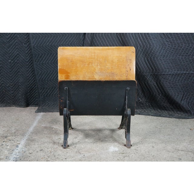 Antique T. Kundtz Co. American Solid Maple Classroom School Desk Cast Iron 1900 For Sale - Image 9 of 18