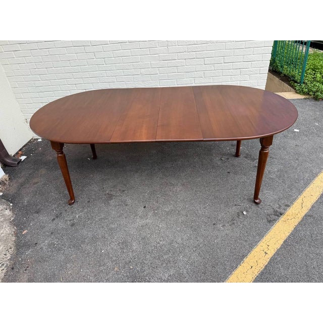 20th Century Henkel Harris Queen Anne Style Expandable Oval Solid Mahogany Dining Table For Sale - Image 12 of 18