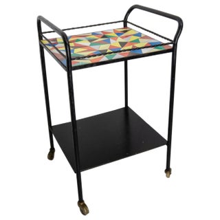 French Iron & Ceramic Table Trolley with Wheels, 1960 For Sale