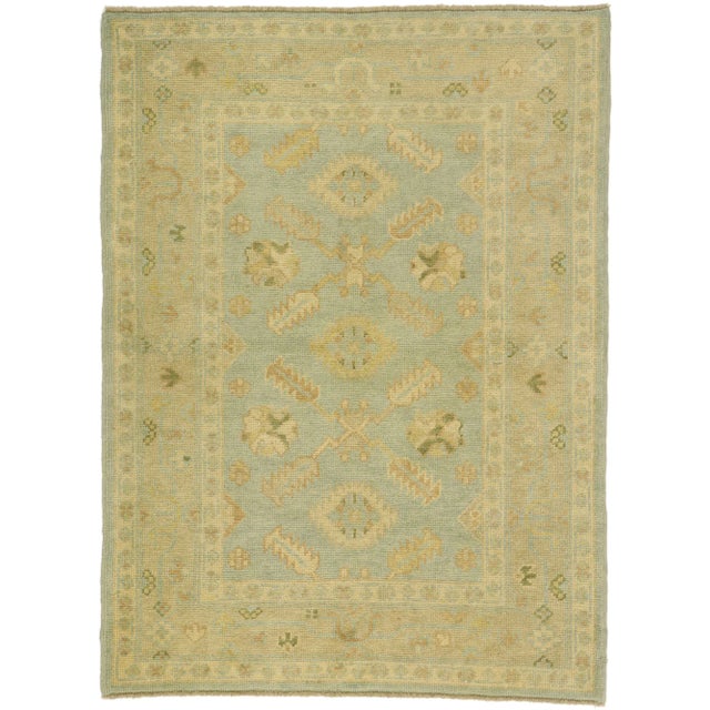 Soft Earth-Tone Turkish Oushak Rug - 04'00 X 05'05 For Sale - Image 9 of 9