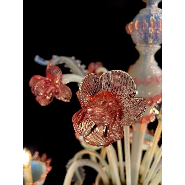 Vintage Venetian Light Blue and Pink Chandelier, 1950s For Sale - Image 6 of 18