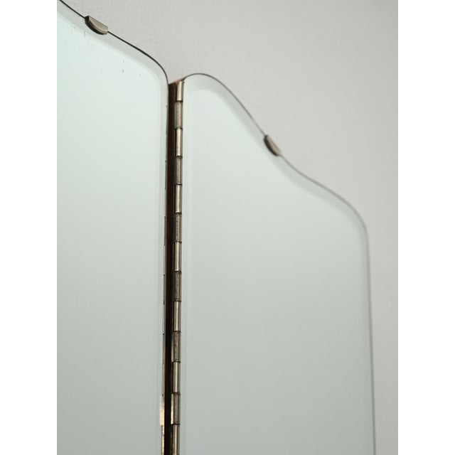 Vintage Scandinavian Trilobate Mirror with Folding Oak Doors, 1960s For Sale - Image 6 of 11