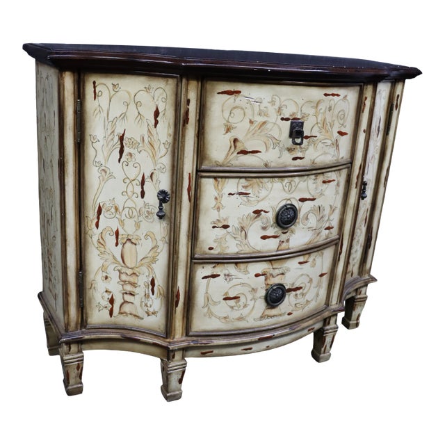 Italian Style Cream Decorated Commode For Sale