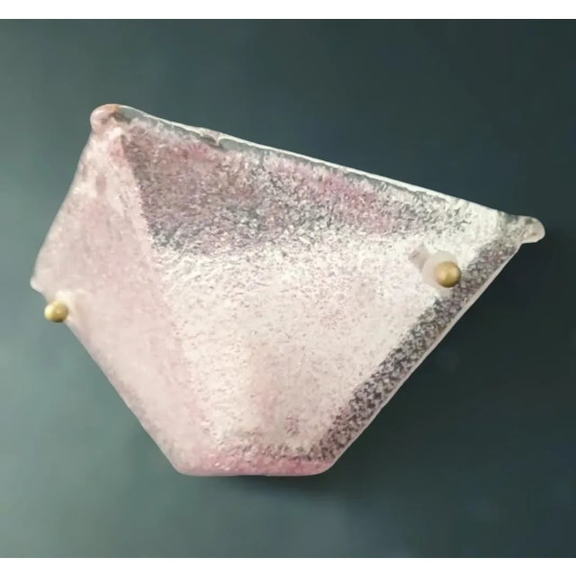 Mazzega Murano 20th Century Pink Graniglia Angolo Sconce For Sale - Image 4 of 8