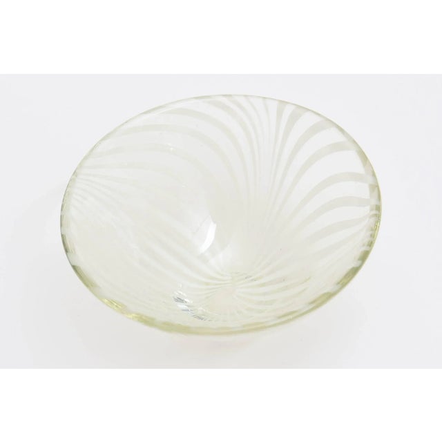 Mid-Century Modern Vintage Optical Swirled Swedish Glass Bowl For Sale - Image 3 of 11
