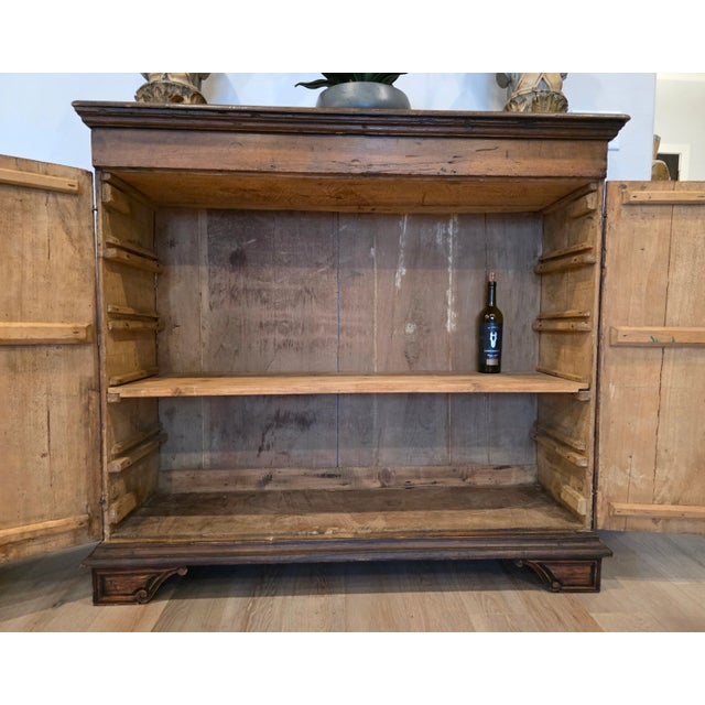 Brown Early 18th C. Italian Baroque Inlaid Wood Sacristy Cabinet Rustic Antique Credenza For Sale - Image 8 of 18