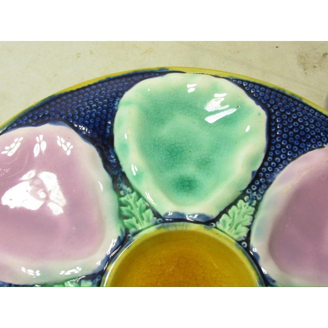 Majolica Antique English Majolica Oyster Plate For Sale - Image 4 of 13