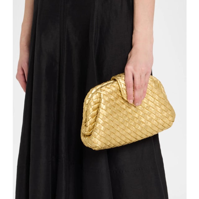 2025 Bottega Veneta Lauren 1980 Gold Leather Clutch Shoulder Bag Pouch Handbag For Sale - Image 11 of 17