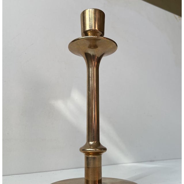 Gold Swedish Bauhaus Era Candleholder in Bronze by Oskar Olsson, 1935 For Sale - Image 8 of 9