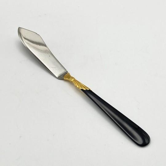 Late 20th Century Late 20th Century Yamazaki "Lindi" Gold Accent Black Handle Stainless Complete 7-Piece Hostess Set (Gerald Patrick 18/8) For Sale - Image 5 of 17