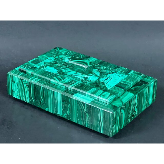 Gemstone Late 20th Century Carved Malachite Stone Jewelry Box For Sale - Image 7 of 11