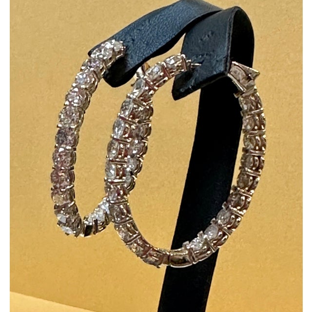 10.5 Carat Diamond Inside Out Hoop Gala Cocktail Earrings in 14 Karat White Gold For Sale - Image 9 of 18