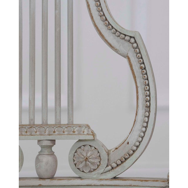 Pair of Antique French Neoclassical Painted Chairs in Antique Linen For Sale - Image 9 of 13