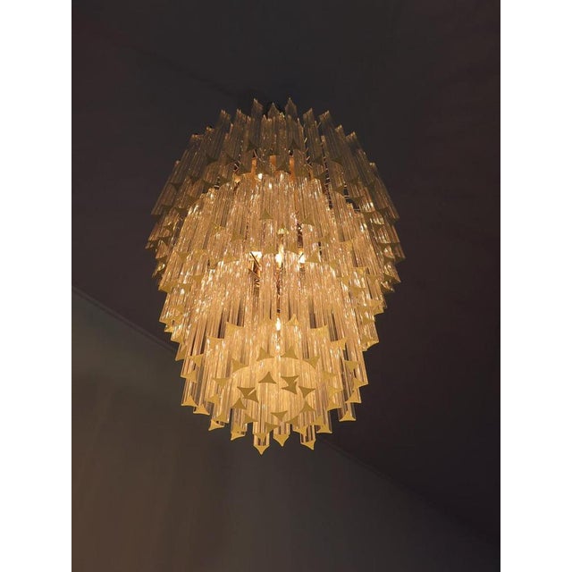 Italian Triedri Murano Glass Chandeliers, Set of 2 For Sale - Image 3 of 17