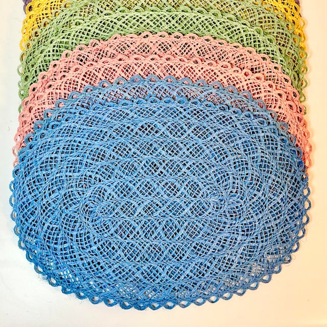 Mid-Century Boho Chic Costal Arts & Crafts Straw Placemats - Set of 10 For Sale - Image 6 of 12