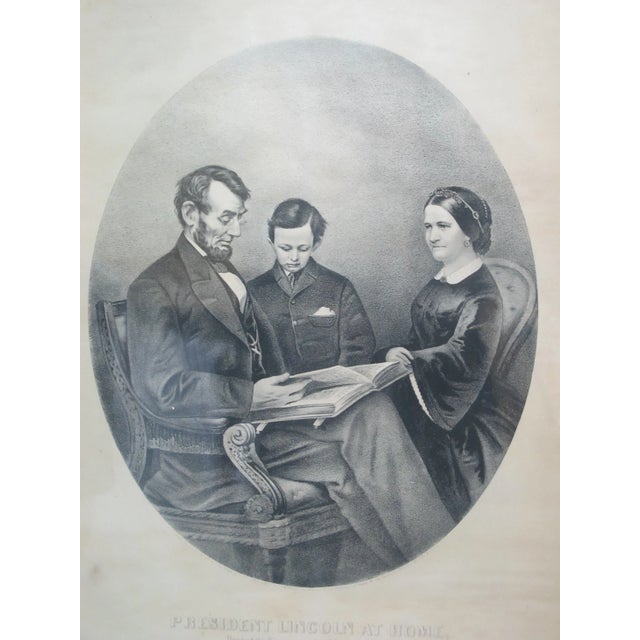 Currier and Ives 152 Nassau St. N.Y. , President Lincoln at Home Reading the Scriptures to his Wife and Son. Steel...