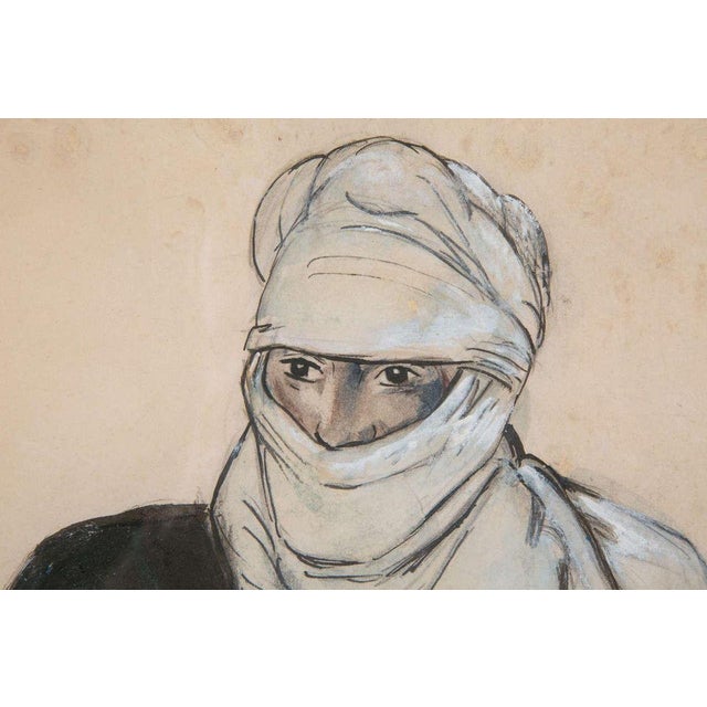 Touareg in Hoggar Gouache by Monique Cras, Art Deco, 1942 For Sale - Image 3 of 9