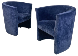 Set of Italian Modern Dark Blue Velvet Armchairs from Pozzetto, 1970s
