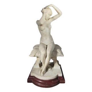 Italian School Artist, Nude Sculpture, Carved White Marble, 20th Century For Sale