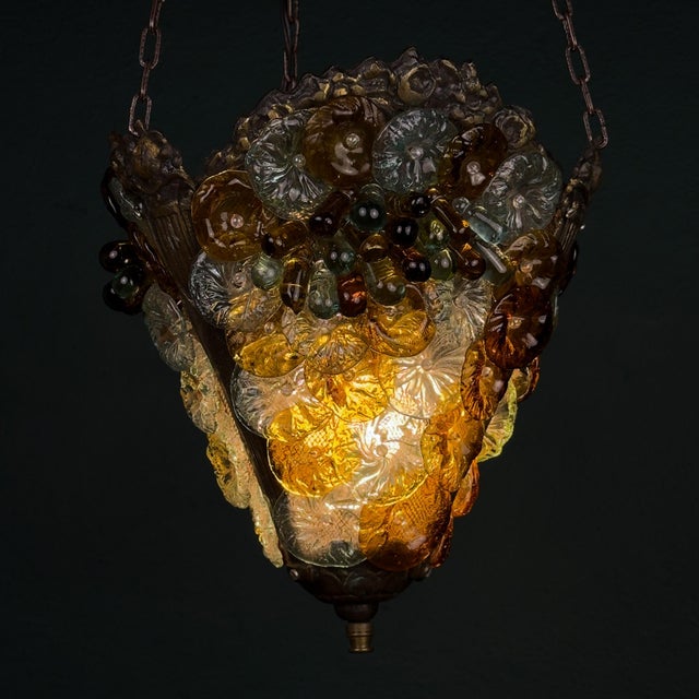 Antique Murano Glass Pendant Lamp, Italy, 1910s For Sale - Image 15 of 18