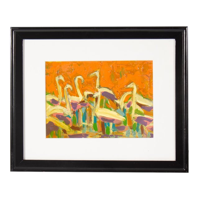 Mixed Media Painting of Egrets by Harry Hilson For Sale