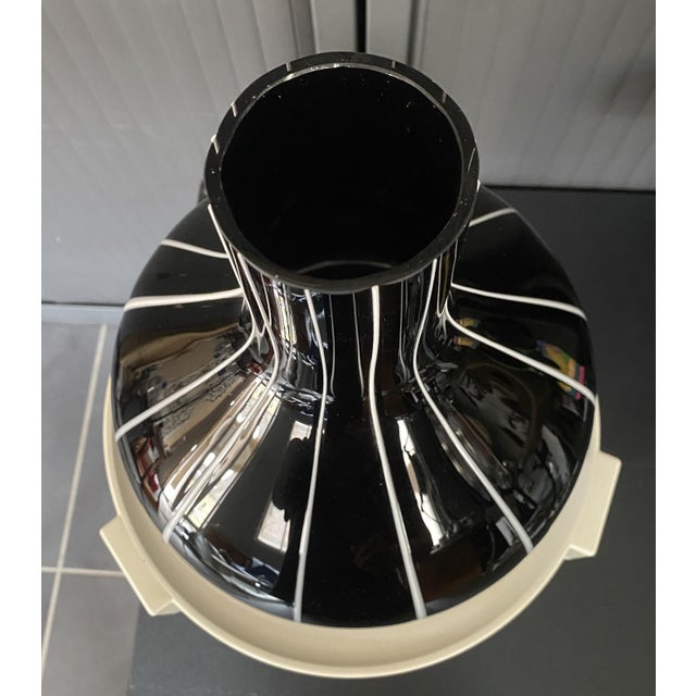 1950s Vintage Black Glass Vase with White Trim, 1950s For Sale - Image 5 of 17