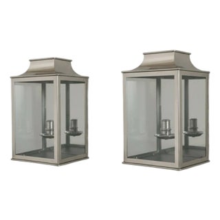 Pair of Grand Coastal Brass & Glass Outdoor Wall Sconces For Sale