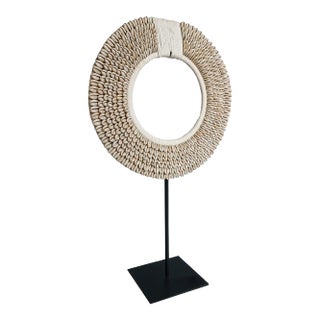 Money Cowrie & Macramé Necklace on Stand, Papua New Guinea For Sale