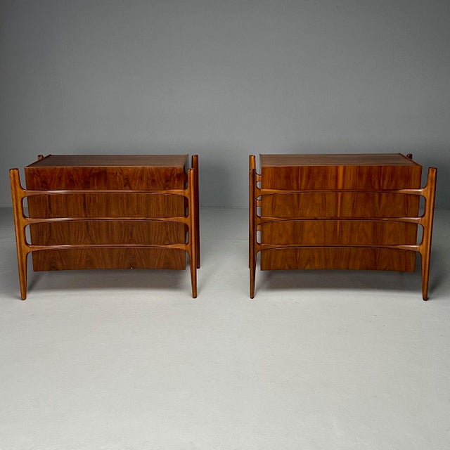 Mid-Century Modern William Hinn, Swedish Mid-Century Modern, Sculptural Dressers, Walnut, 1970s For Sale - Image 3 of 12
