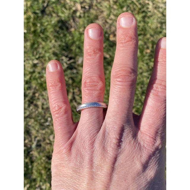 Silver The One Way: Designer Signed Band Set with Natural Diamonds in Platinum For Sale - Image 8 of 9