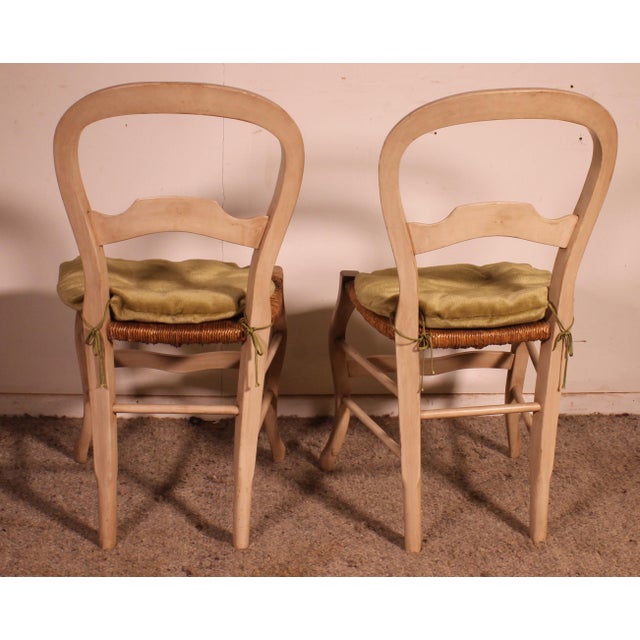 Wood Polychrome Wooden Straw-Seated Chairs, 1950s, Set of 2 For Sale - Image 7 of 11