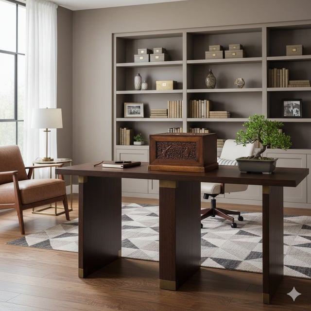 Wood Oriental Cloud Scroll Relief Motif Treasure Chest Box Brown Color Wood For Sale - Image 7 of 11