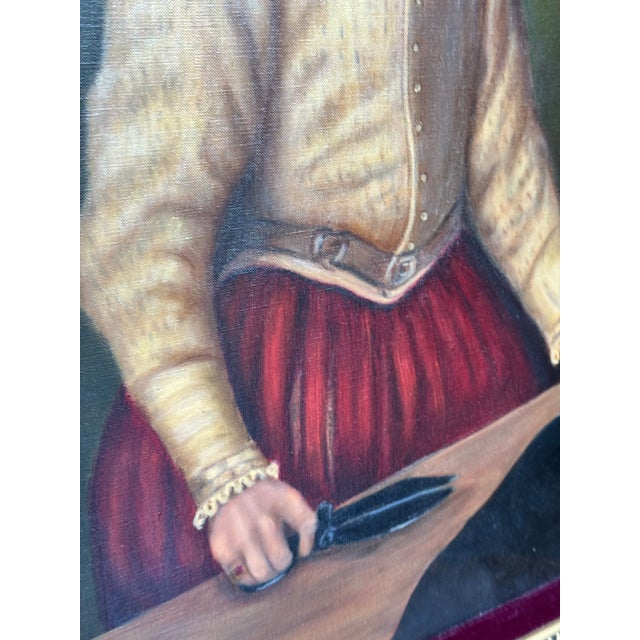 1969 Oil on Canvas Reproduction Giovanni Battista Moroni of Il Sarto 'The Tailor' - Framed For Sale - Image 11 of 17