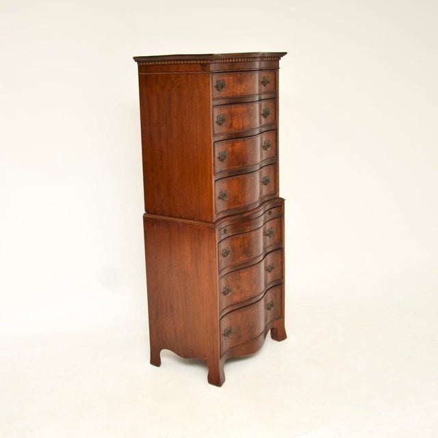 Wood Antique Georgian Style Serpentine Chest of Drawers, 1900 For Sale - Image 7 of 14