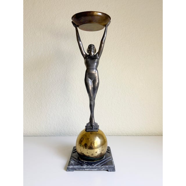 Art Deco Frankart Floor Ashtray "Standing Nude on Ball", 1920s For Sale - Image 14 of 17