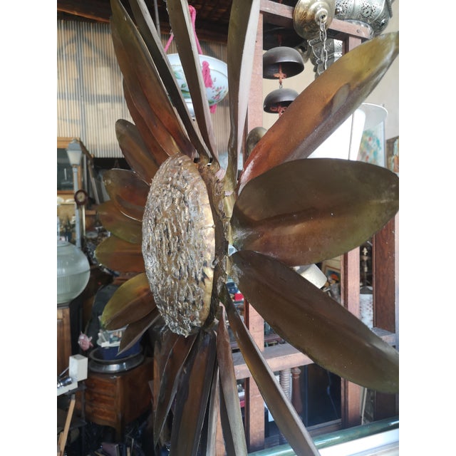 Metal Gilt Sun Wall Decor, 1970s For Sale - Image 7 of 9