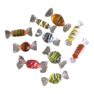 Vintage Hand Blown Glass Candies- Set of 9 For Sale