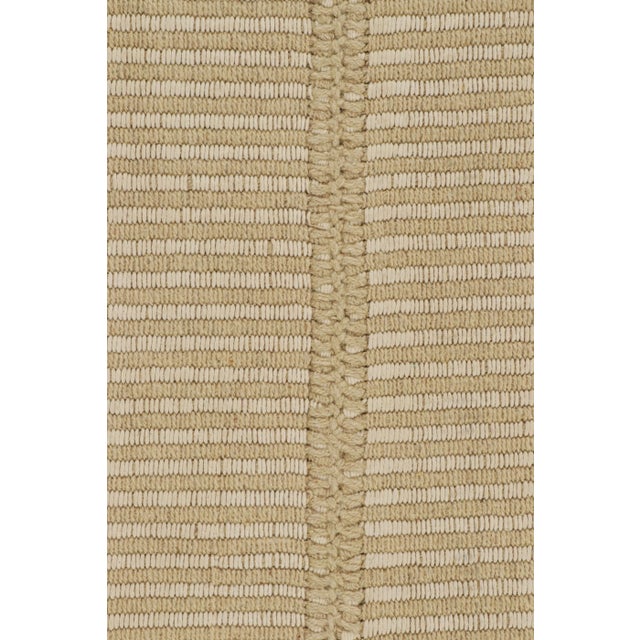 Contemporary Rug & Kilim’s Contemporary Kilim in Cream White and Beige Textural Stripes For Sale - Image 3 of 7