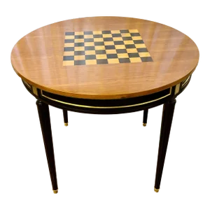 Hollywood Regency Ebony Game, Card Table, Louis XVI Style, Bronze Mounted