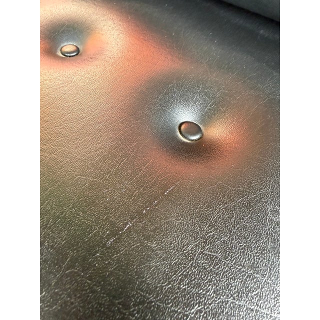 1960s Mid Century Selig Attributed Walnut and Faux Leather Tufted Bench For Sale - Image 9 of 11