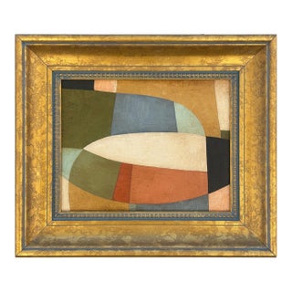 Contemporary Abstract Color-Block Oil Painting in Vintage Frame For Sale