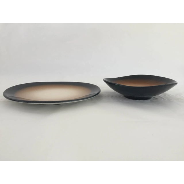 World Tableware Pebblebrook Brown & Tan Serving Plate and Dip Set - a Pair For Sale - Image 4 of 6