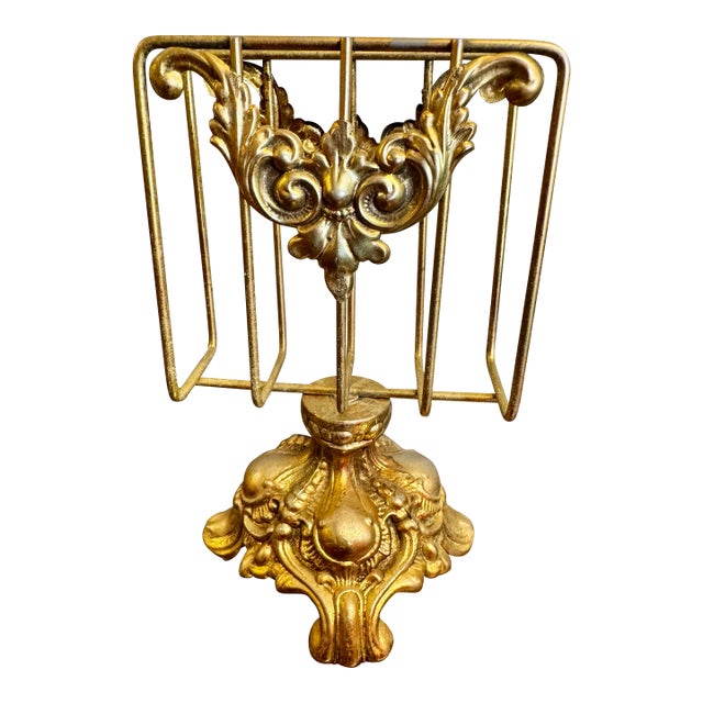 Gilt Guest Towel Holder For Sale