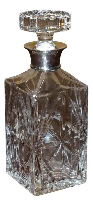 Antique Whisky Spirit Decanter with Sterling Silver Collar by David Shaw, 1978
