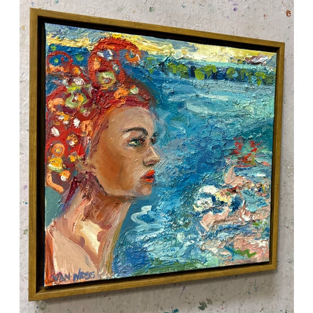 Portrait of a Woman, Original Oil Painting, by Van Ness For Sale - Image 4 of 9